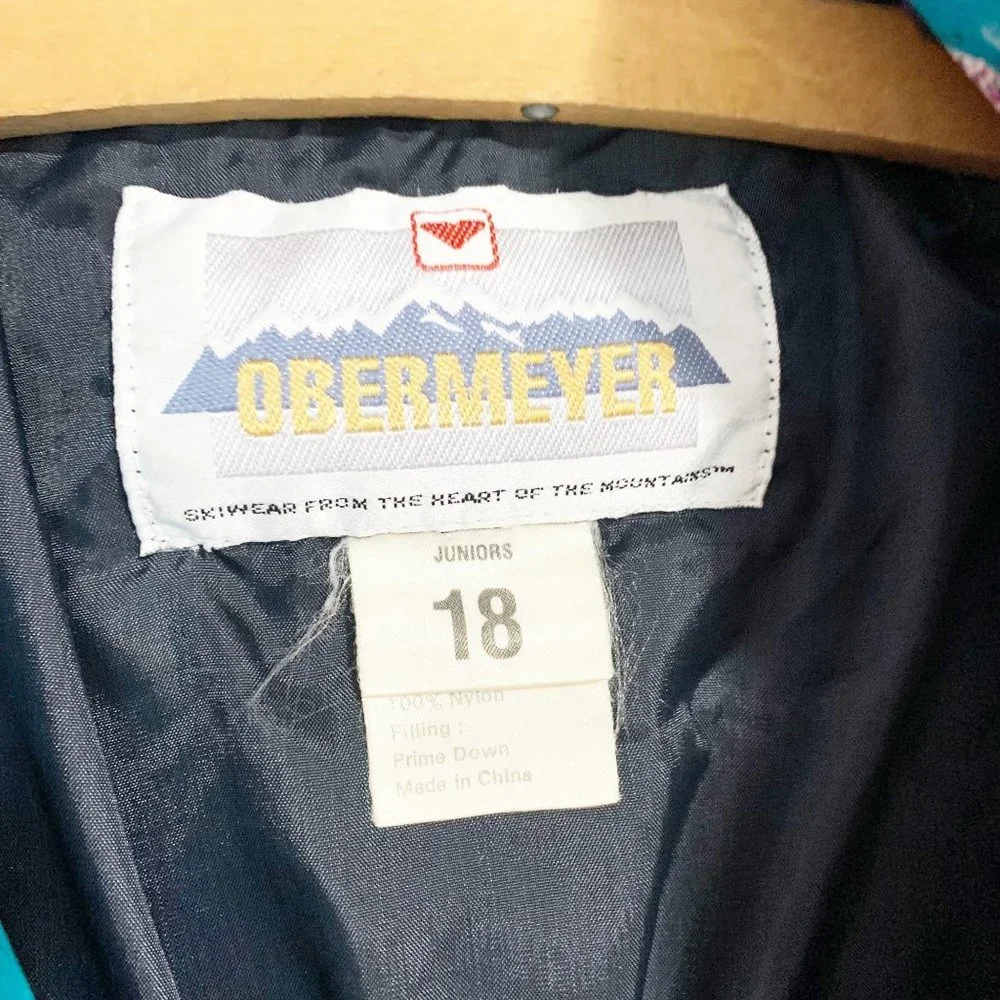 Obermeyer Kids Puffer Jacket - Teal, Purple, Pink, Neon Yellow Accents